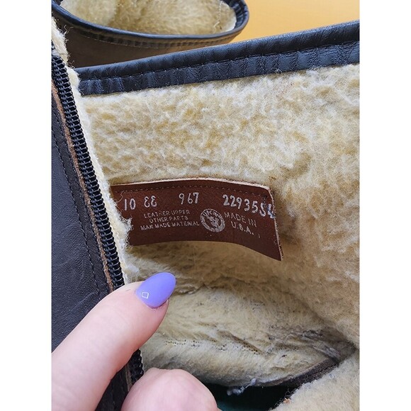 VTG Field & Stream Black Leather Insulated Boots Zip Side Almond Toe Men Sz 10EE - Picture 9 of 11